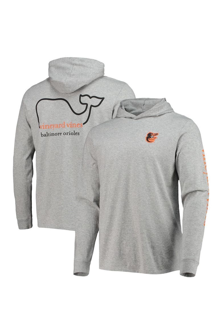Men's Vineyard Vines Heathered Gray Baltimore Orioles Logo Hoodie Long Sleeve T-Shirt, Main, color, Heather Gray