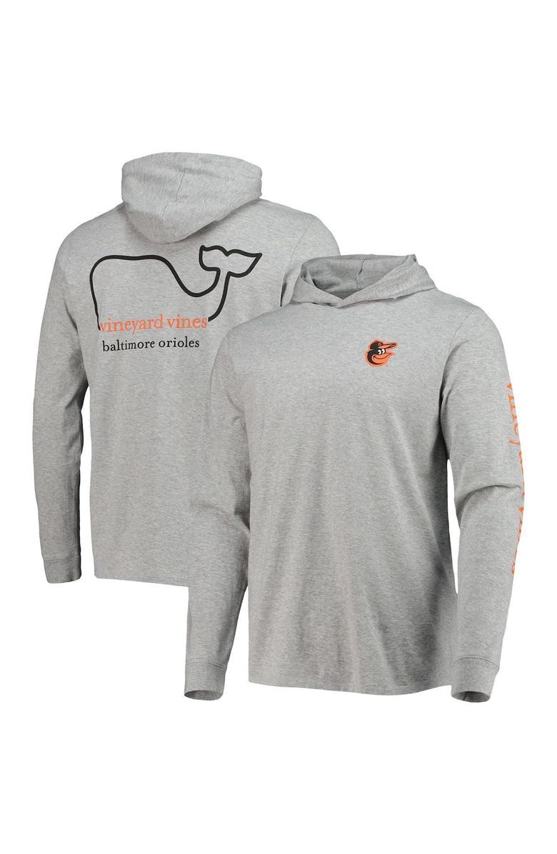 vineyard vines Men's Vineyard Vines Heathered Gray Baltimore Orioles Logo Hoodie Long Sleeve T-Shirt, Main, color, 