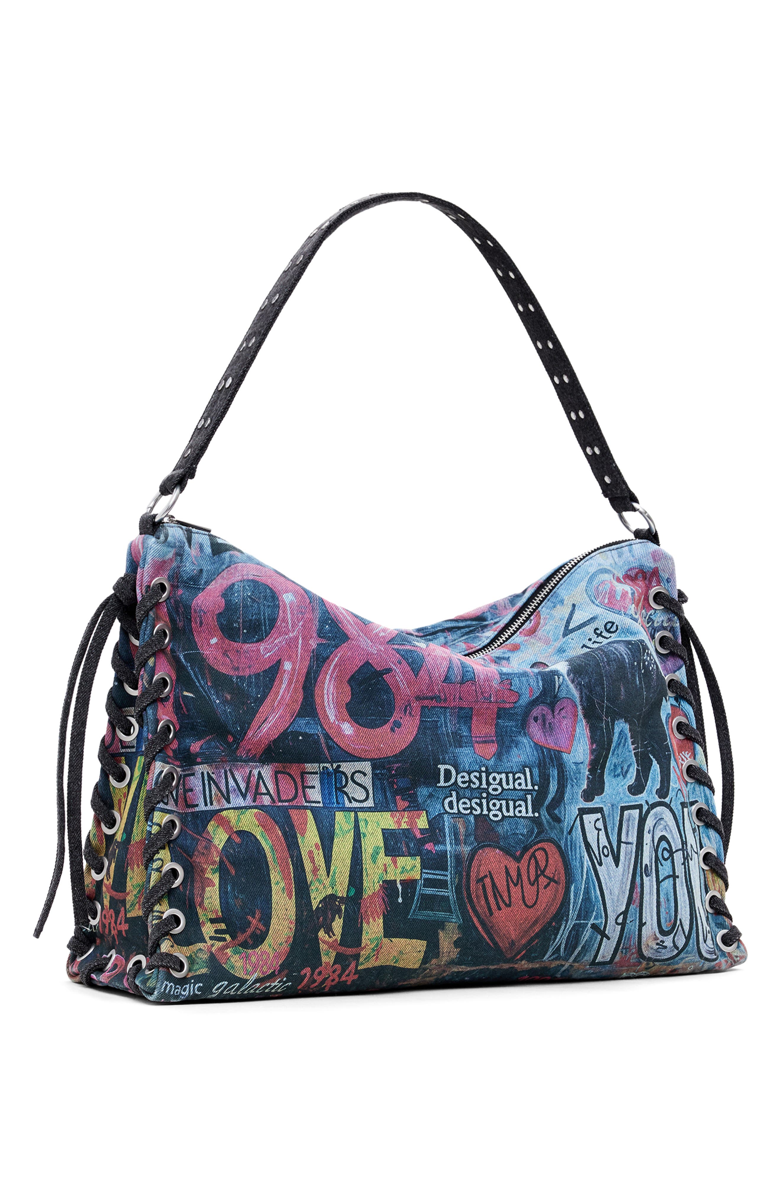 Desigual Denim Shoulder Bag, Alternate, color, 