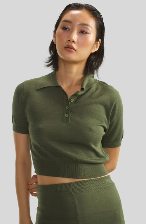 Shop Cynthia Rowley Knit Polo In Dark Green