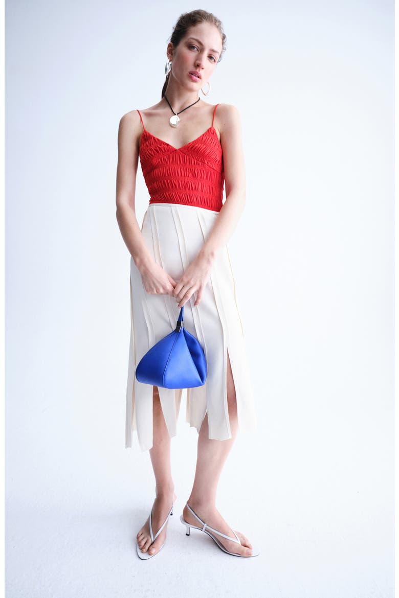 Shirred Sleeveless Bodysuit, Alternate, color, RED