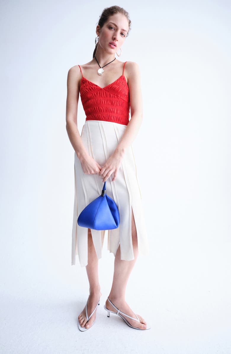 MANGO Shirred Sleeveless Bodysuit, Alternate, color, 