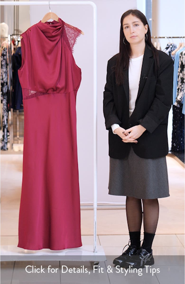 Anabelle Mock Neck Satin Maxi Dress, sales video thumbnail