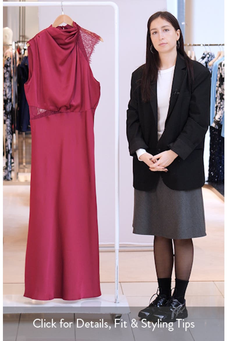 Anabelle Mock Neck Satin Maxi Dress video