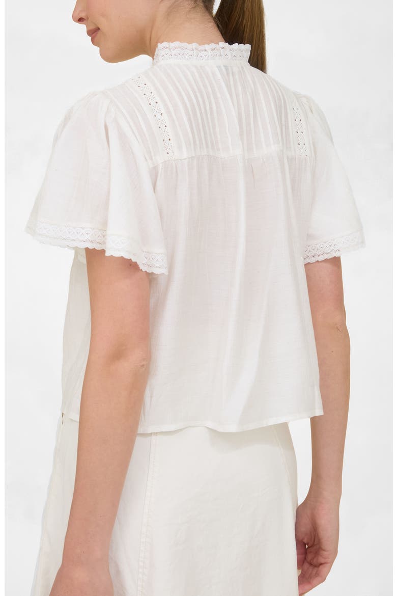Flutter Sleeve Top, Alternate, color, WHITE