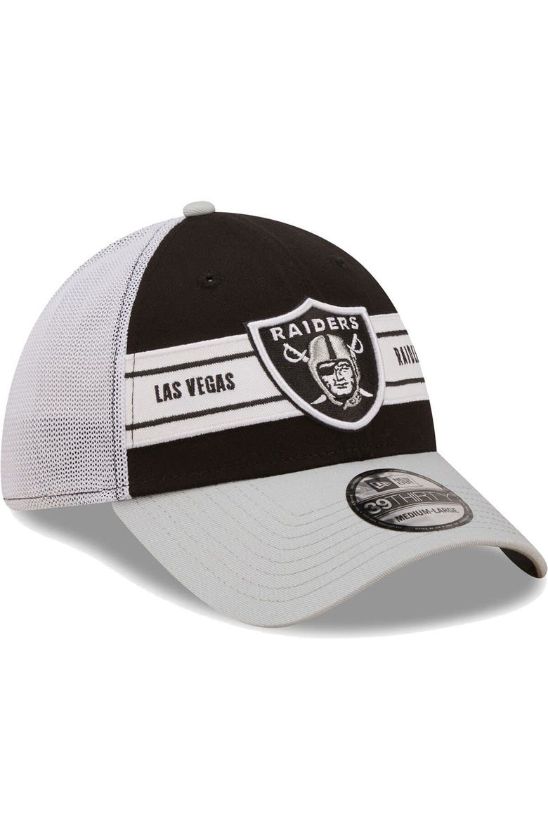 New Era Men's New Era Black/Gray Las Vegas Raiders Team Banded 39THIRTY Flex Hat, Alternate, color, 