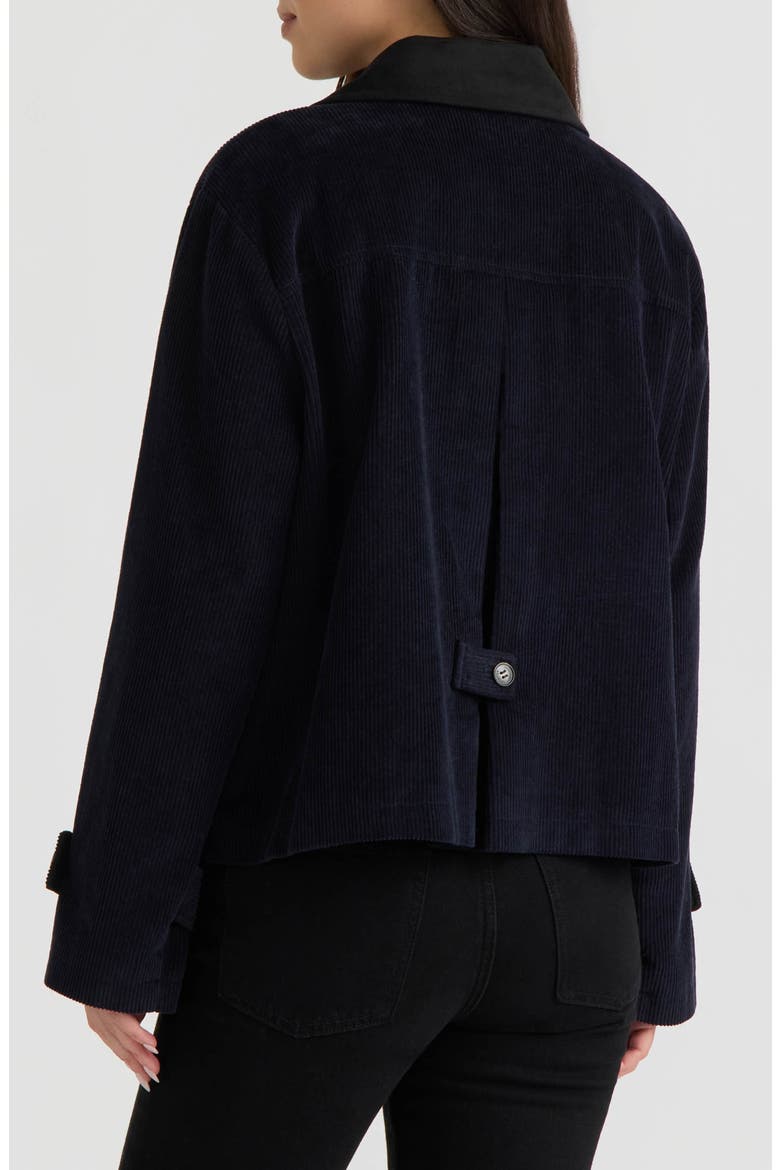 Cropped Corduroy Jacket with Buckle Closure, Alternate, color, DARK NAVY
