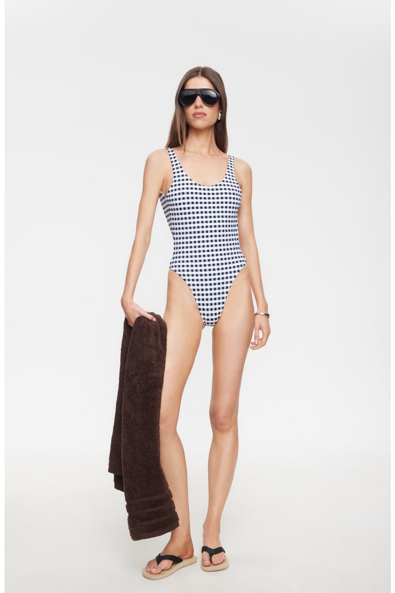 Kenny Gingham One-Piece Swimsuit, Alternate, color, NOIR CHECK