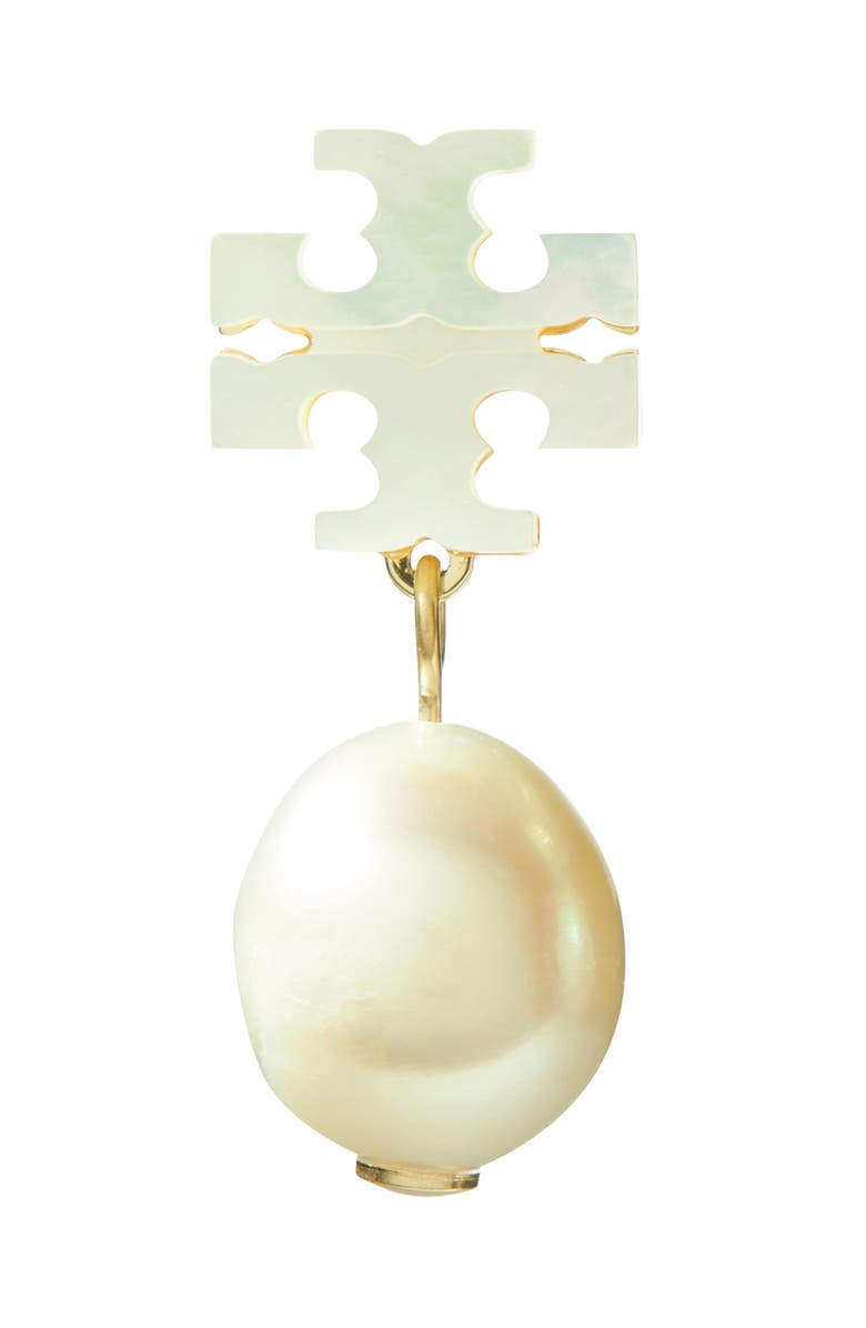 Tory Burch Moondance Mother of Pearl Drop Earrings, Alternate, color, Tory Gold / Mother Of Pearl