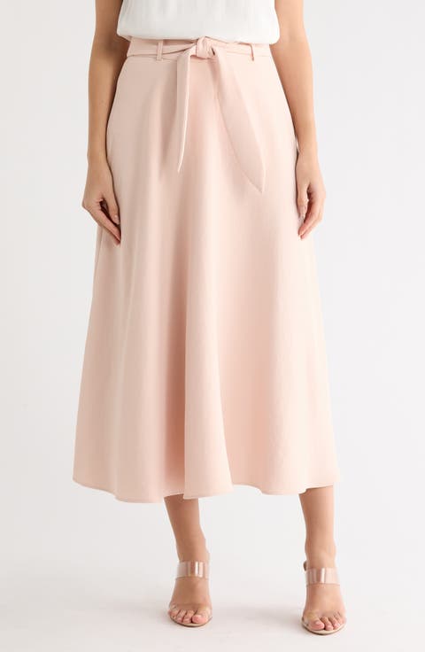 Aero Belted Crepe Midi Skirt
