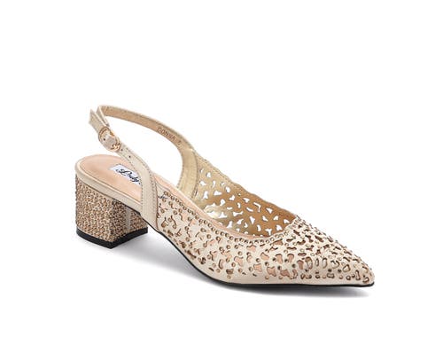 Lady Couture Rhinestone Block Heel Slingbackpump In Gold