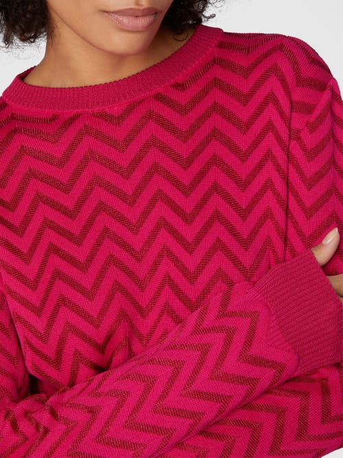 Shop Missoni Tone-on-tone Chevron Crewneck Sweater In Magenta Red