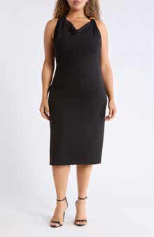 Hardware Detail Halter Neck Midi Dress