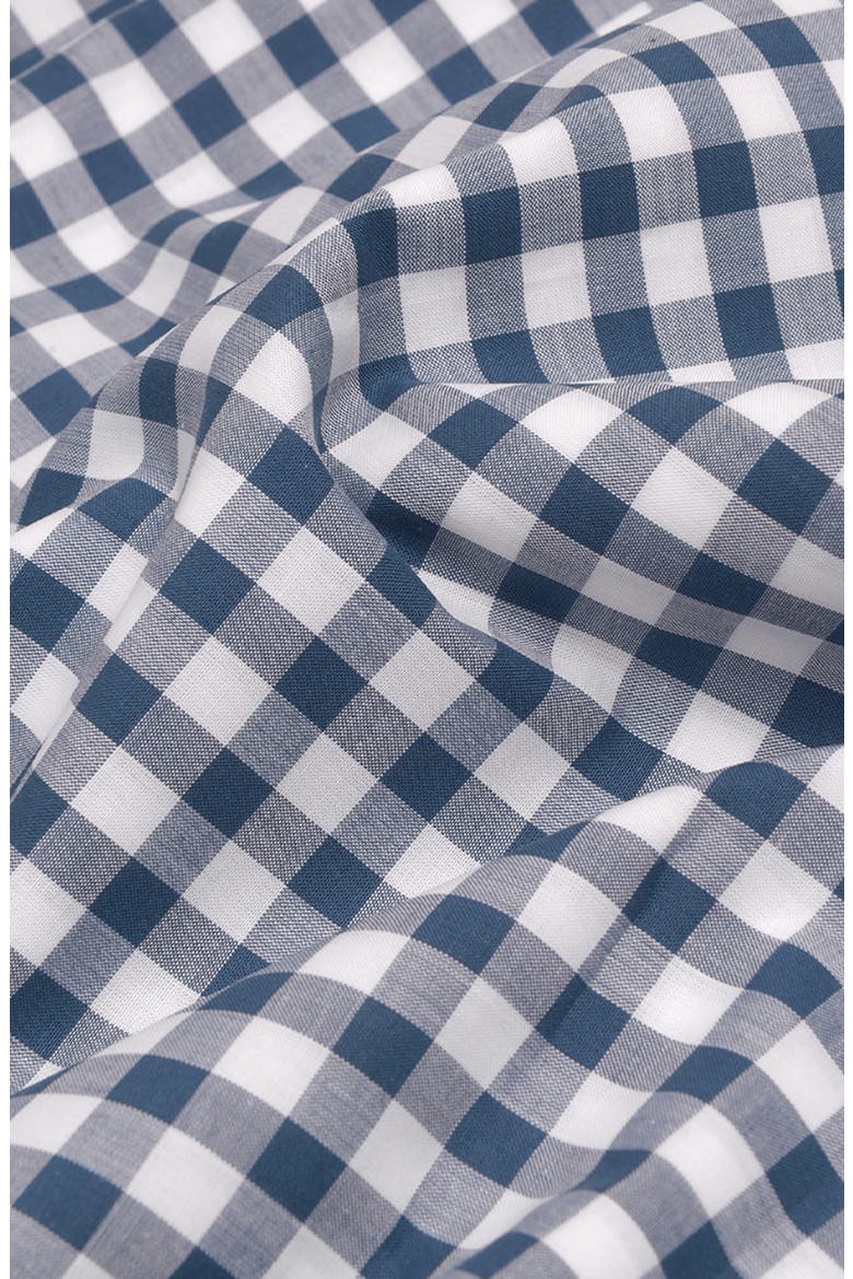 200 Thread Count Gingham Cotton Flat Sheet, Alternate, color, INDIGO