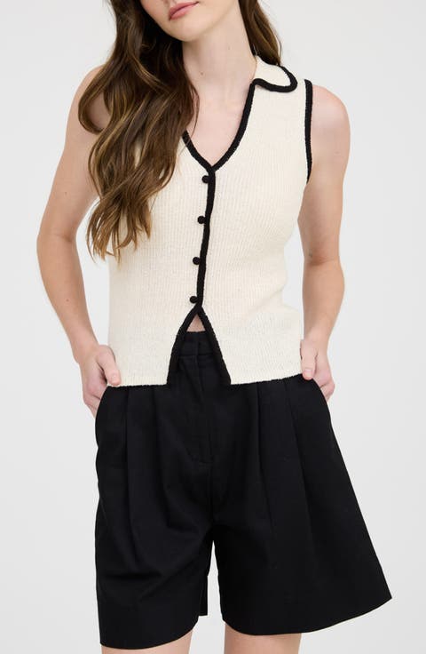Johnny Collar Button Front Knit Tank Top