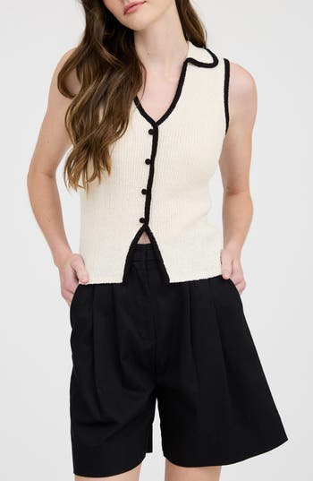 BLU PEPPER BLU PEPPER JOHNNY COLLAR BUTTON FRONT KNIT TANK TOP