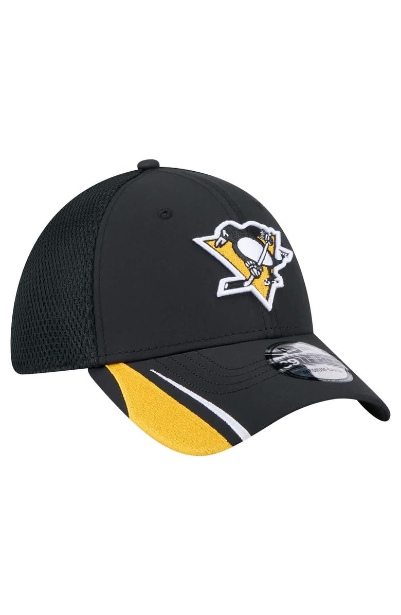 New Era Men's New Era  Black Pittsburgh Penguins Linear Featherweight 39THIRTY Flex Hat, Alternate, color, 