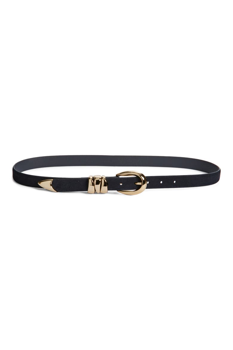 Triple Keeper Suede Belt, Main, color, BLACK
