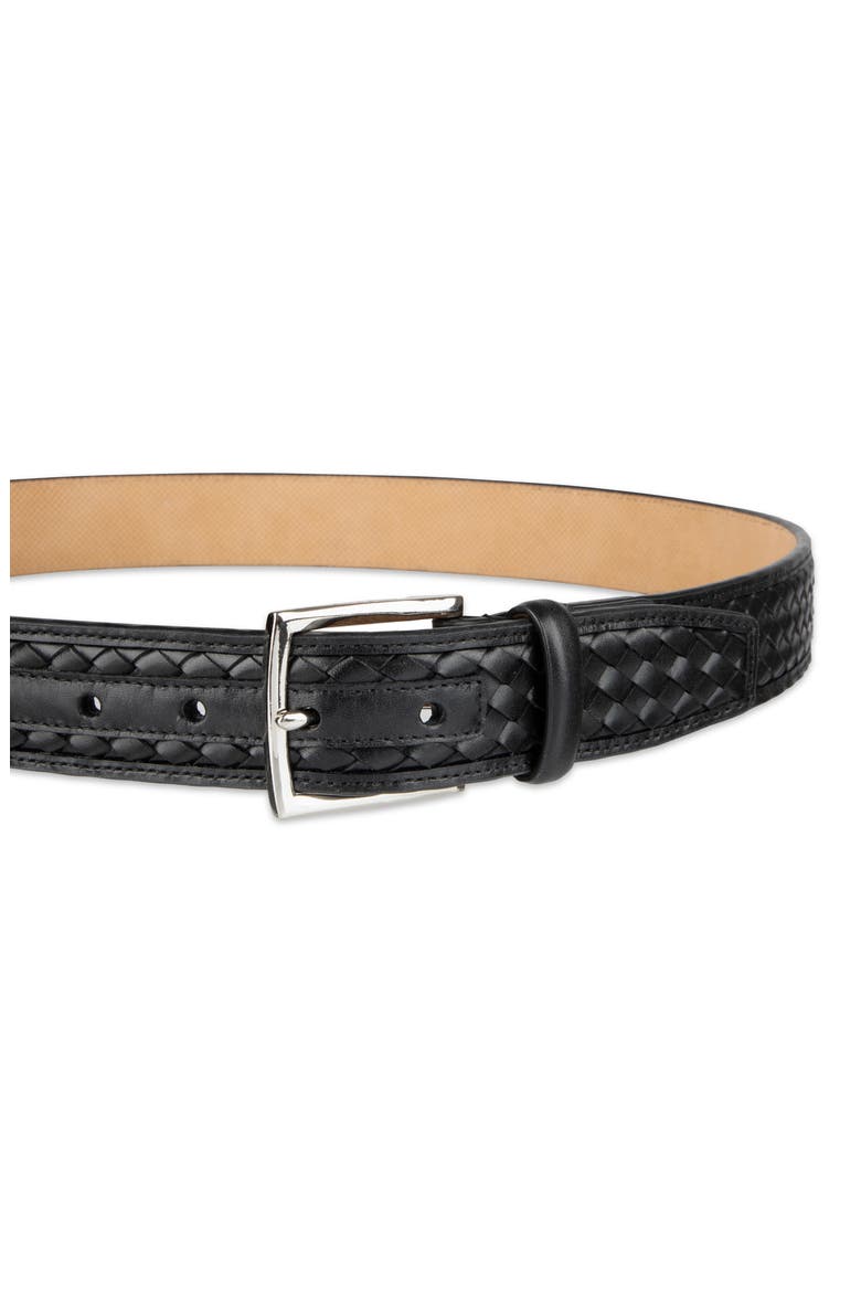 Woven Leather Belt, Alternate, color, BLACK