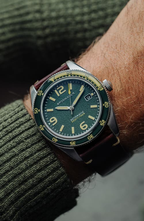 Spinnaker Fleuss Automatic Leather Strap Watch, 43mm In Green