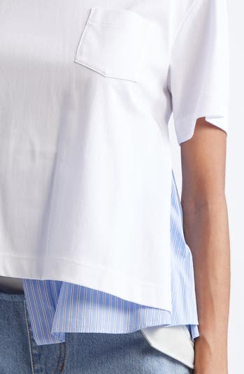 Sacai Mixed Media Jersey & Poplin Pocket T-Shirt | Nordstrom