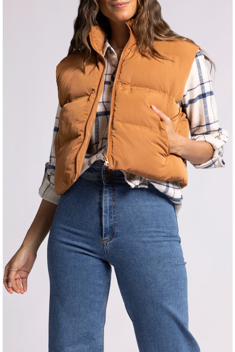 Issey Puffer Vest, Main, color, LEATHER BROWN