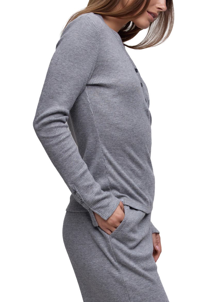 Cozy Dreams Ribbed Sleep Henley, Alternate, color, HEATHER GRAY
