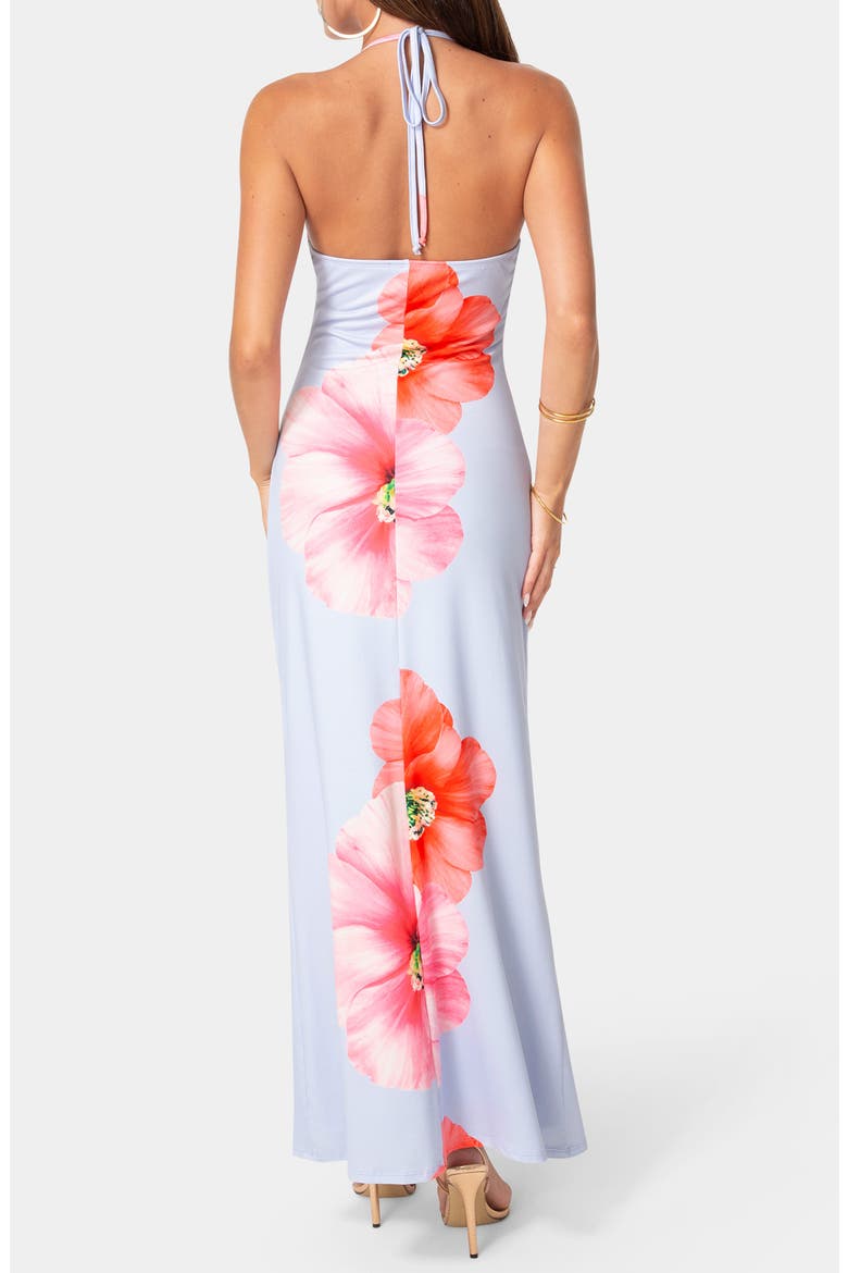 Print Satin Maxi Dress, Alternate, color, BLUE MULTI