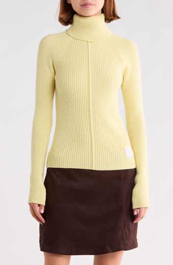 Ribbed Wool Blend Turtleneck Top