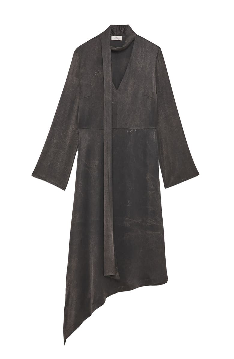 ottod'Ame Viscose Asymmetrical Dress With Sash, Alternate, color, Metallic Silver