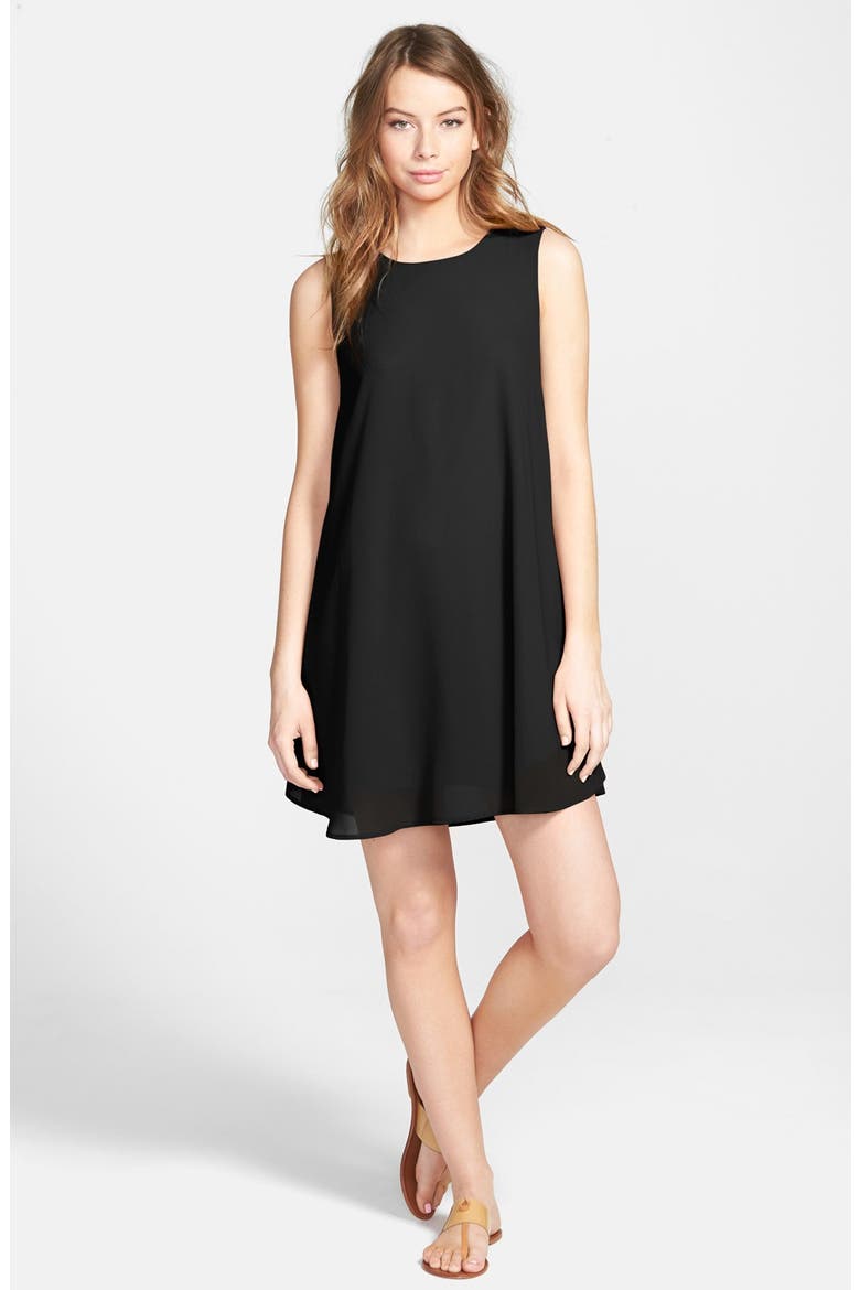 Woven Shift Dress, Main, color, BLACK