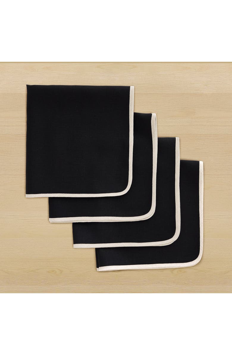 Solino Home Linen Dinner Napkins - Kensington, 20" x 20", Main, color, Black