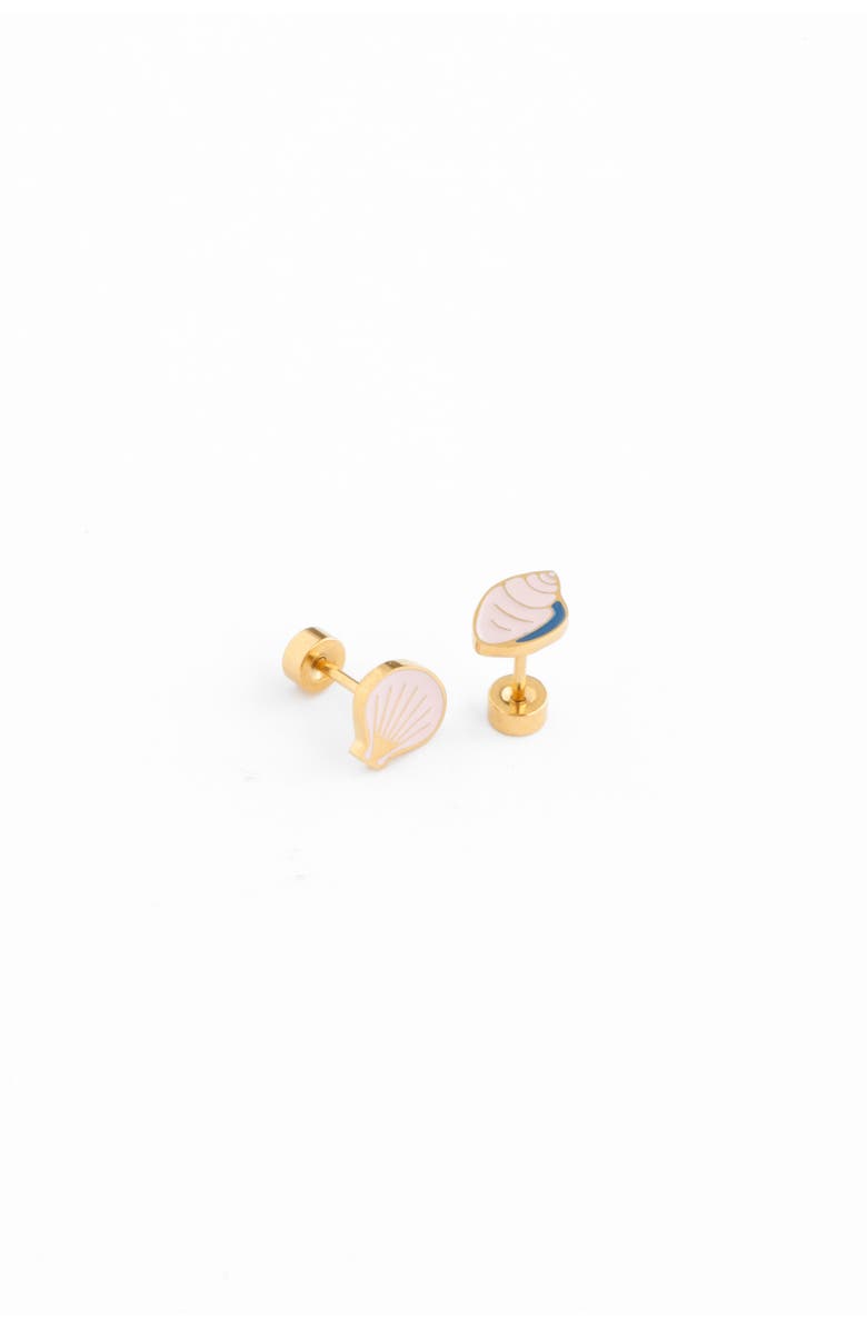 Pip Pop Shell Stud Earrings, Alternate, color, White
