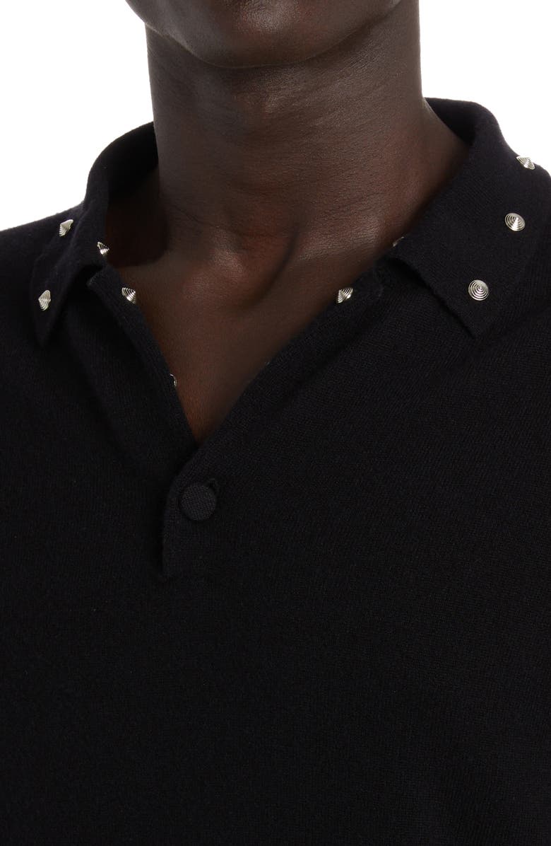 Versace Studded Virgin Wool & Cashmere Polo Sweater, Alternate, color,