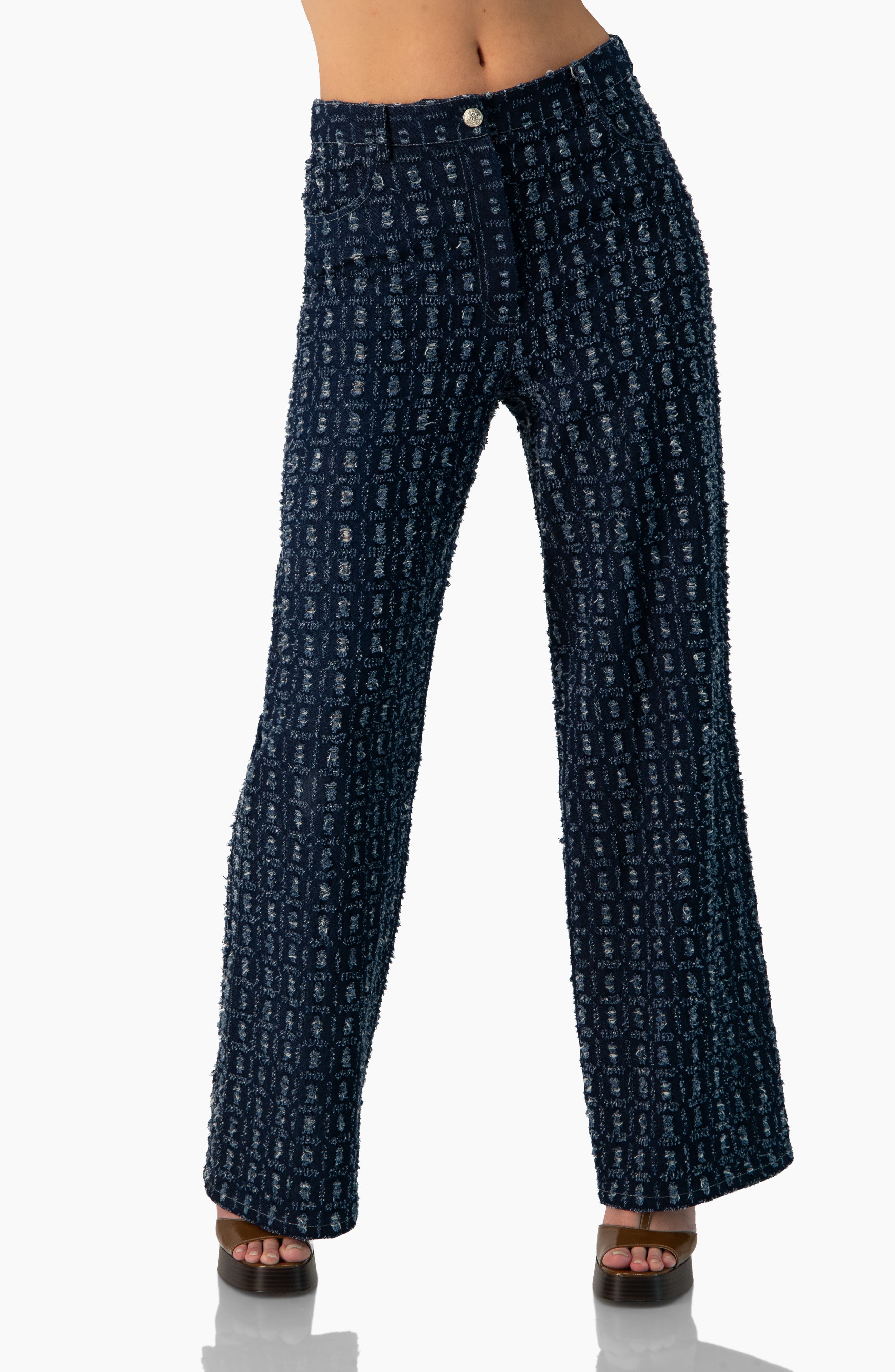 Wide Leg Burned-Out Jeans