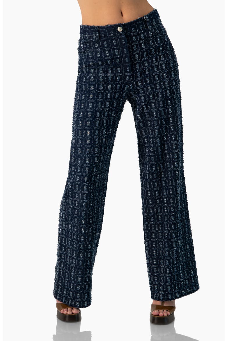 Wide Leg Burned-Out Jeans, Main, color, Navy Blue