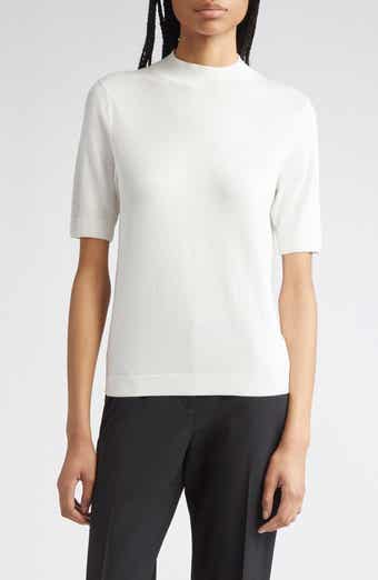 Lafayette 148 New York Mock Neck Short Sleeve Sweater