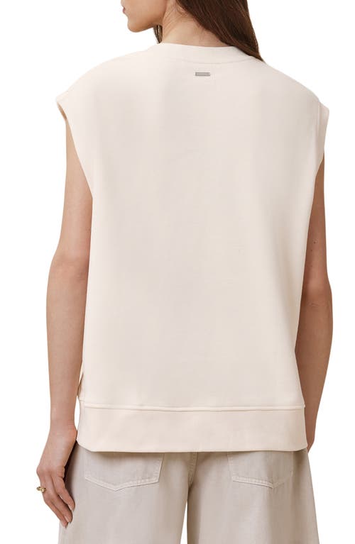 Allsaints Nila Sleeveless Asymmetric Zip Hem Sweatshirt In Tofu White