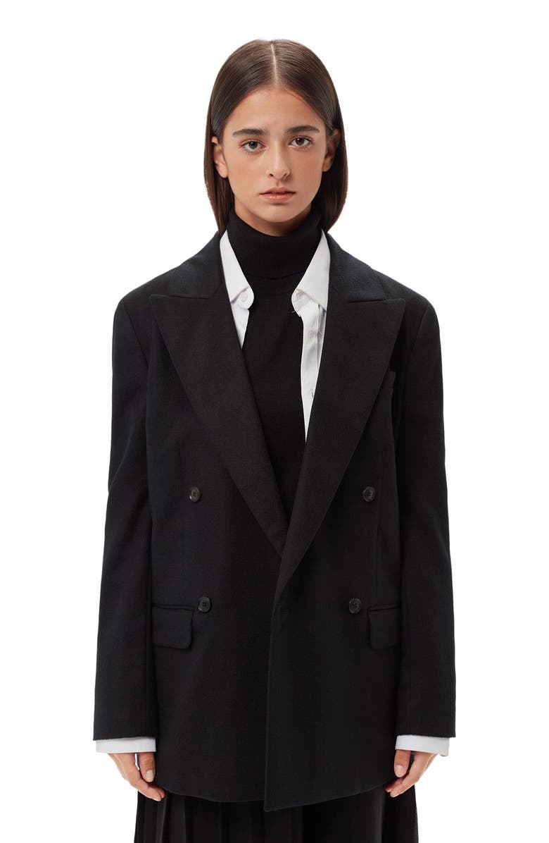 GOBI Mongolian Cashmere Double-Breasted Cashmere Blazer, Main, color, Black