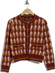 Renee C Houndstooth Plaid Cardigan