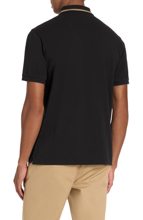 Scotch & Soda Embroidered Logo Piqué Polo In Black