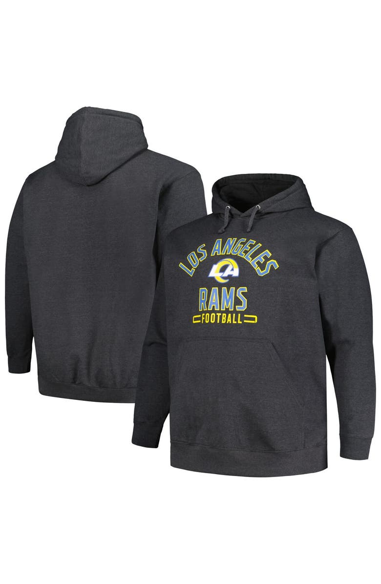FANATICS Men's Fanatics Branded Heather Charcoal Los Angeles Rams Big & Tall Pullover Hoodie, Main, color,