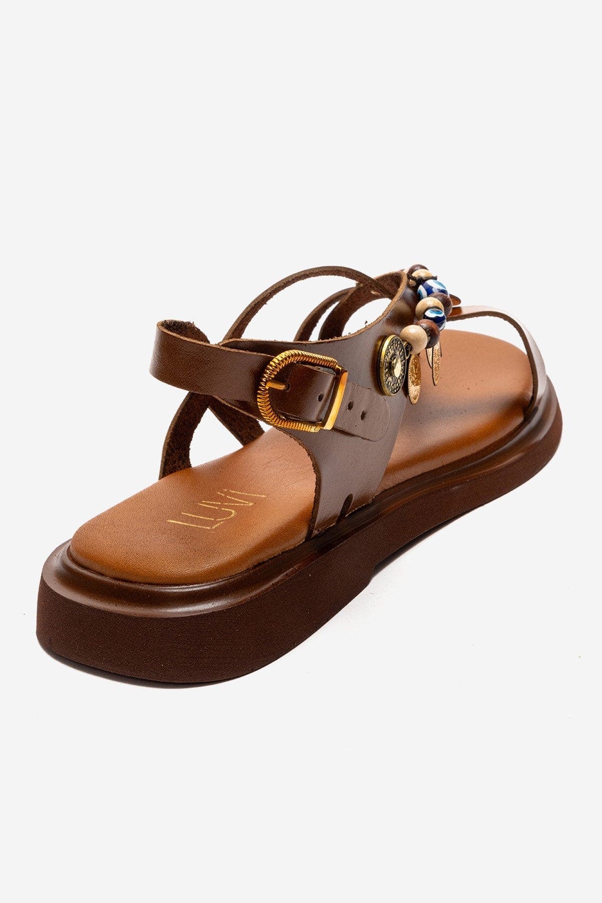 Forever & Always Shoes Hush Leather Beaded Sandal, Alternate, color, Cognac