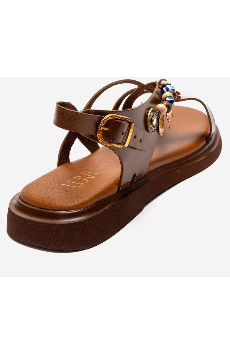 Forever & Always Shoes Hush Leather Beaded Sandal, Alternate, color, Cognac