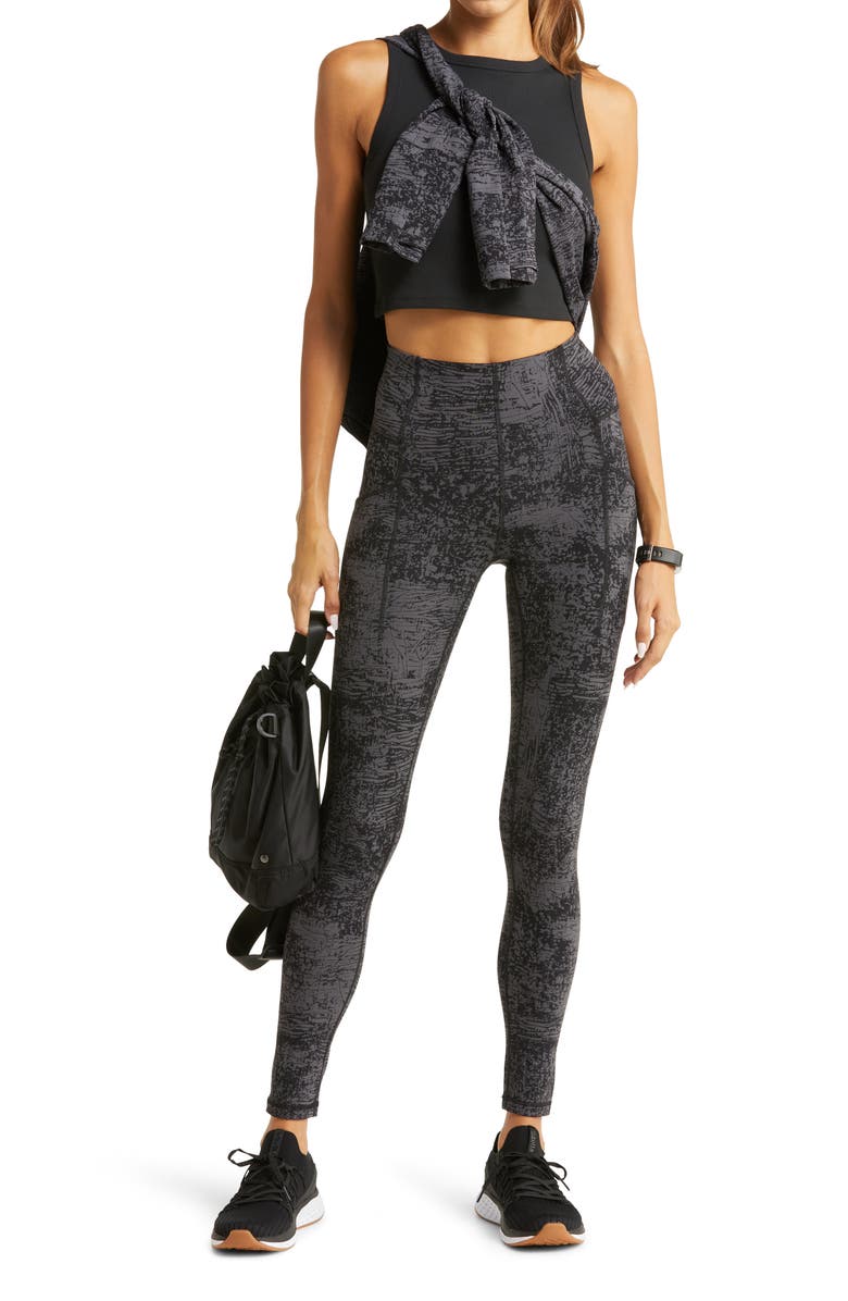 Zella Jacquard High Waist Pocket Leggings, Alternate, color, 