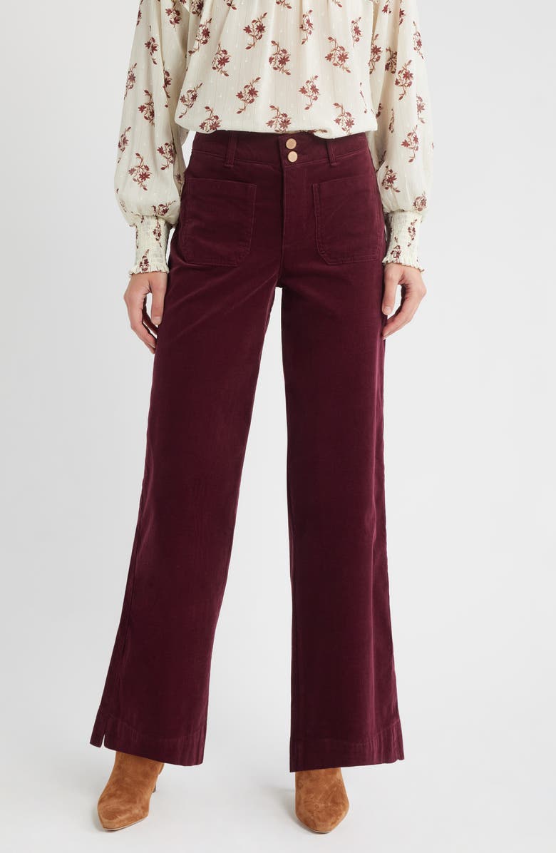 Wit & Wisdom Emma Wide Leg Corduroy Pants, Main, color, Plum