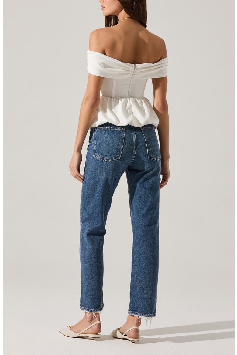 Tennille Off the Shoulder Peplum Top, Alternate, color, WHITE