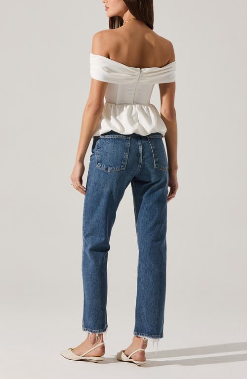 Astr The Label Tennille Off The Shoulder Peplum Top In White
