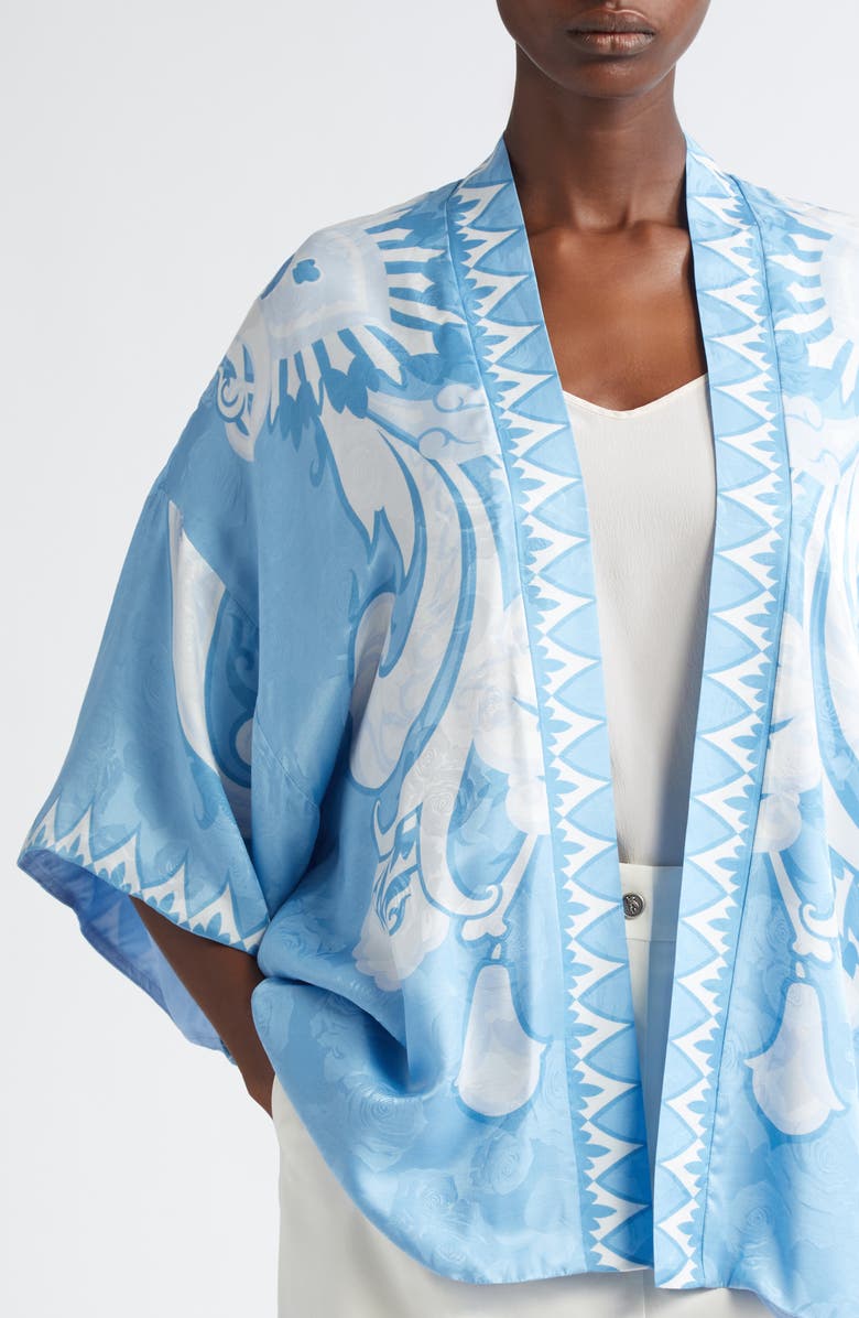 Etro Floral Paisley Print Open Front Jacket, Alternate, color, Stampa F.do Viola