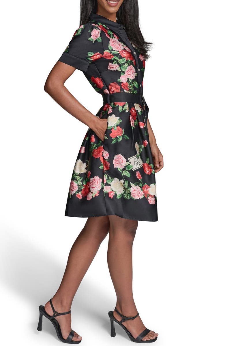 KARL LAGERFELD PARIS Floral Print Shirtdress, Alternate, color, 